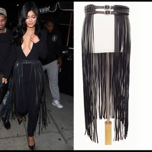 Fringe leather belt